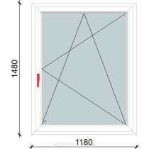   118x148cm Prémium Kömmerling Egyszárnyas, Bukó-Nyíló, Műanyag, Fehér